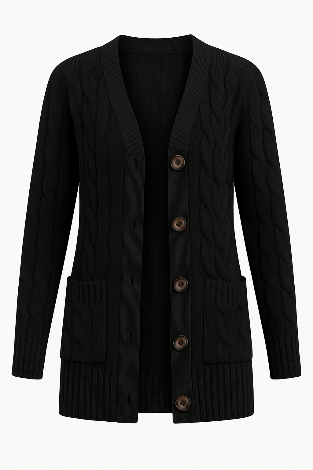 Women’s Cable Knit Cardigan Sweater – Long Sleeve Loose Fit Autumn/Winter Layering
