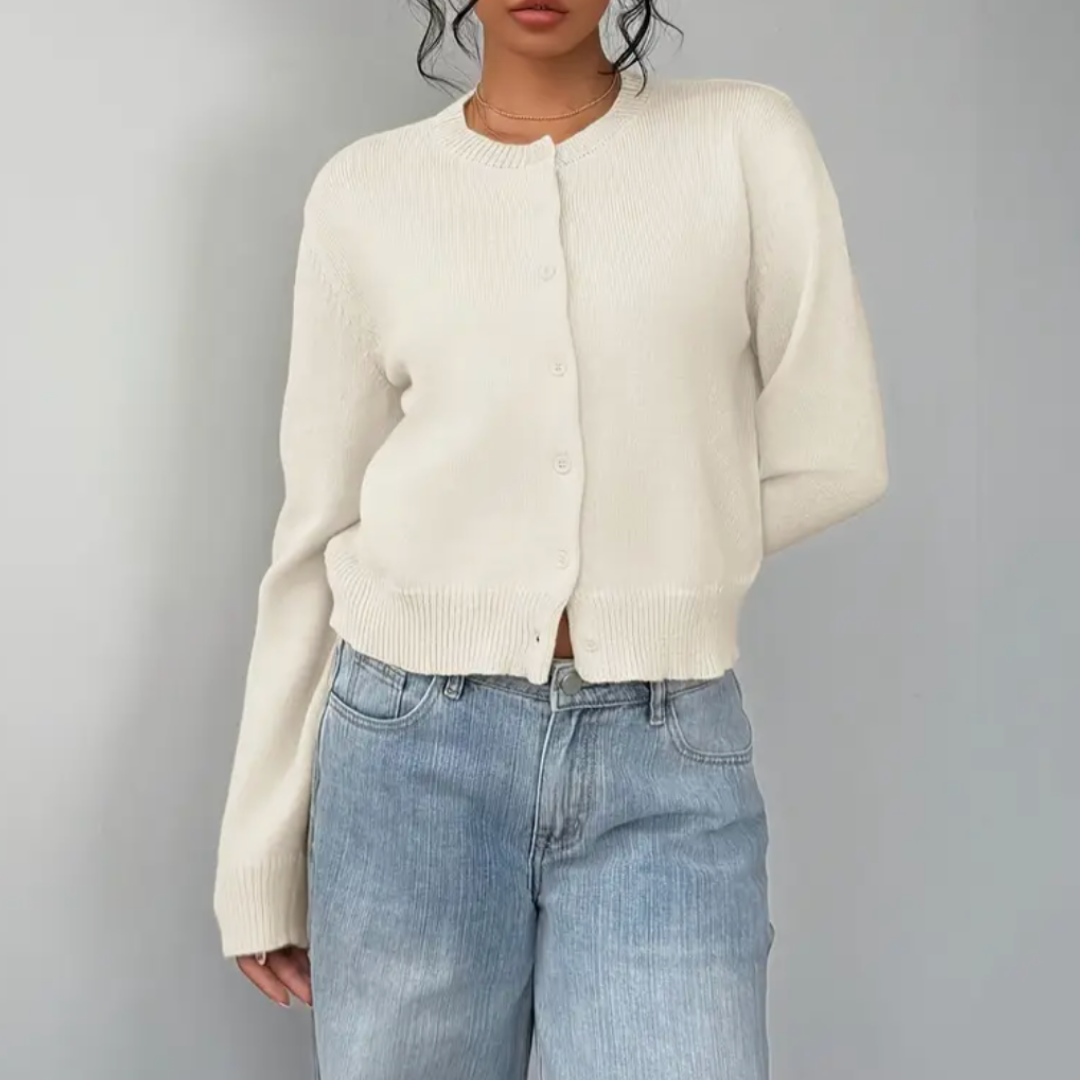 Women’s Cropped Button Cardigan – Soft Knit Layer for Everyday & Casual Wear
