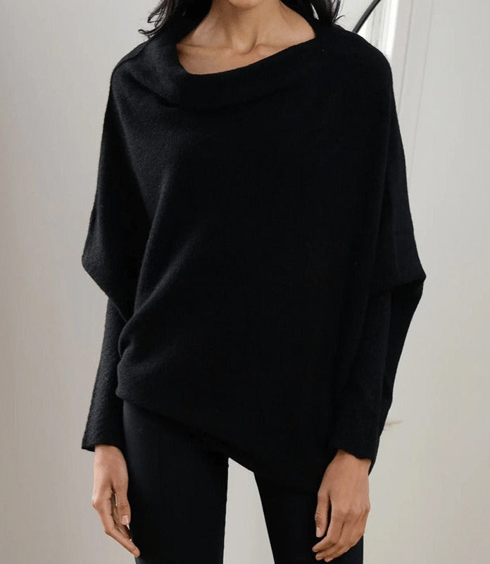 Women’s Oversized Boat-Neck Jumper – Relaxed Batwing Sleeve