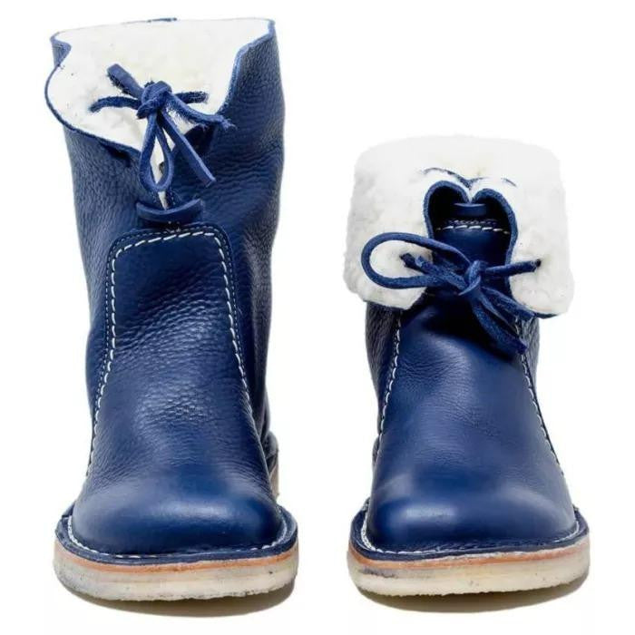 Women’s Shearling-Lined Ankle Boots with Foldable Cuff – Winter Casual Comfort