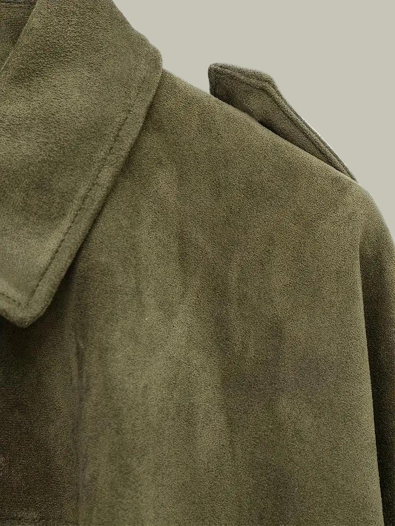 Women’s Short Jacket – Faux Suede, Oversized, Elasticated Hem
