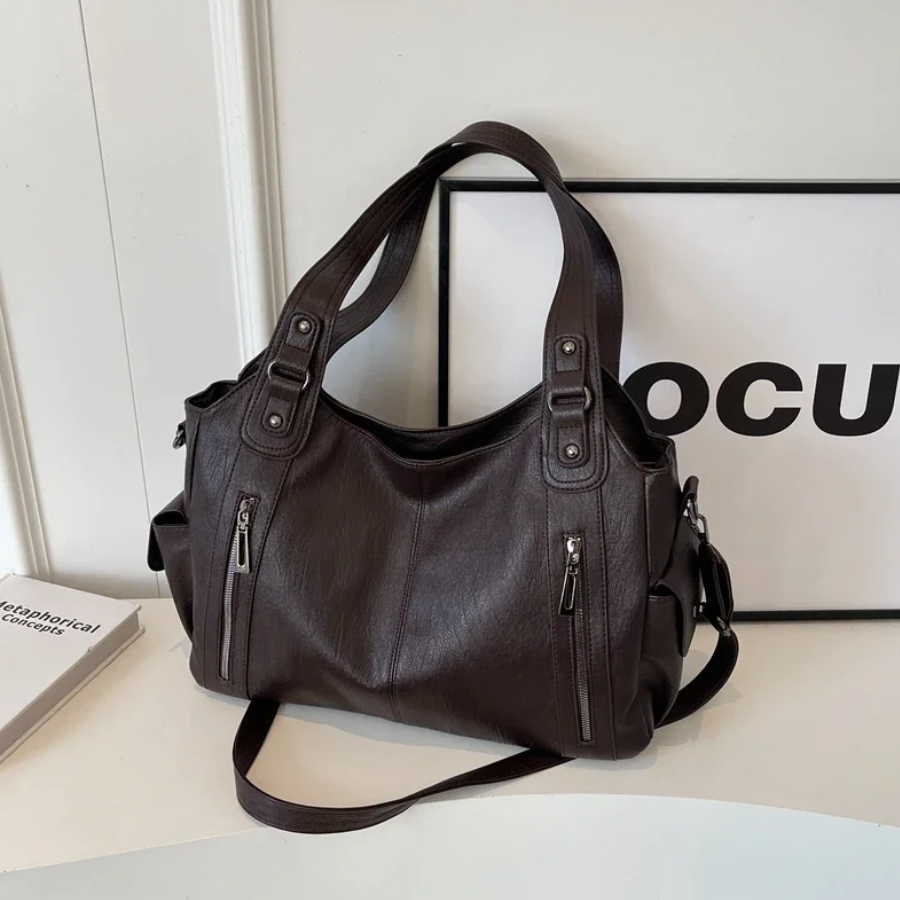 Women’s Shoulder Tote Bag – Zip Top, Crossbody Strap