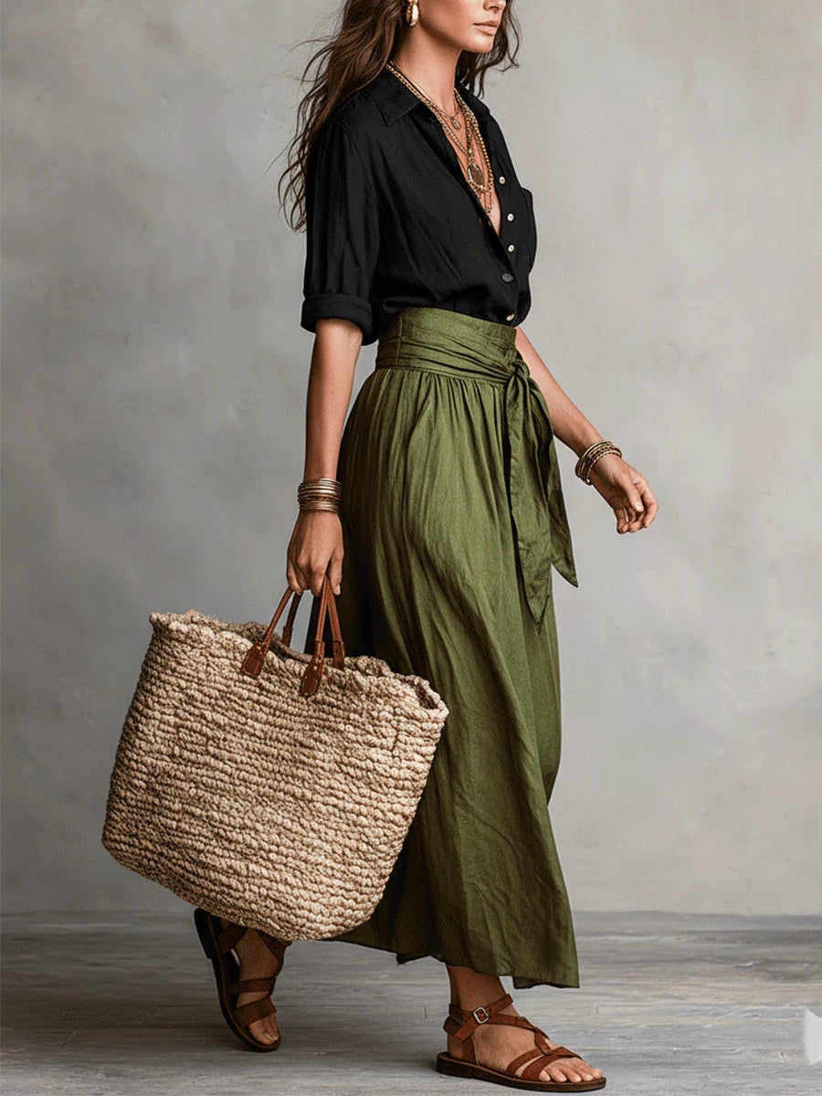 Sage | Shirt & Maxi Skirt Set