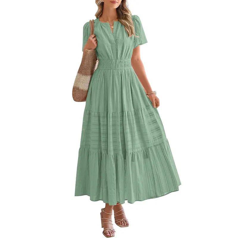HELENA™ – Casual Summer V-Neck Maxi Dress