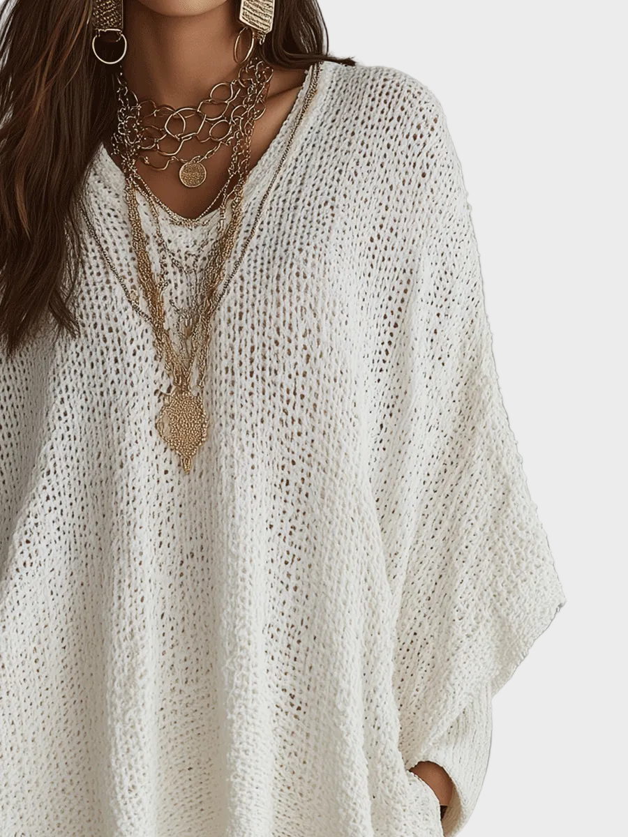 Natalie | Effortless Neutral Bohemian Pullover Knit Top