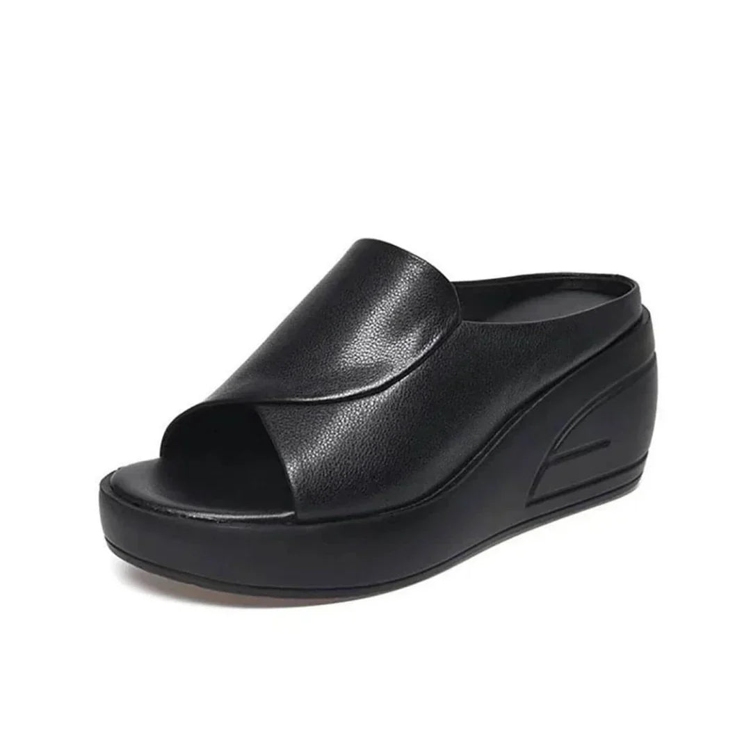 Stella | Cross-Strap Wedge Mule Sandal