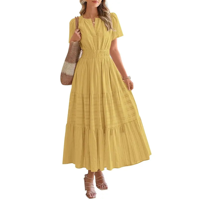 HELENA™ – Casual Summer V-Neck Maxi Dress