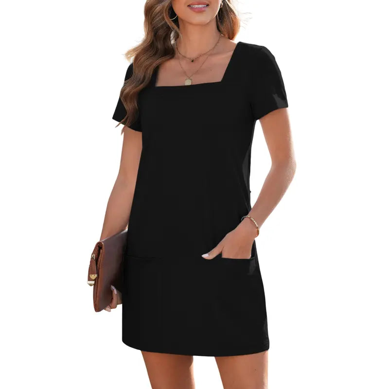 SUSAN™ – Minimalist Square Neck Mini Dress