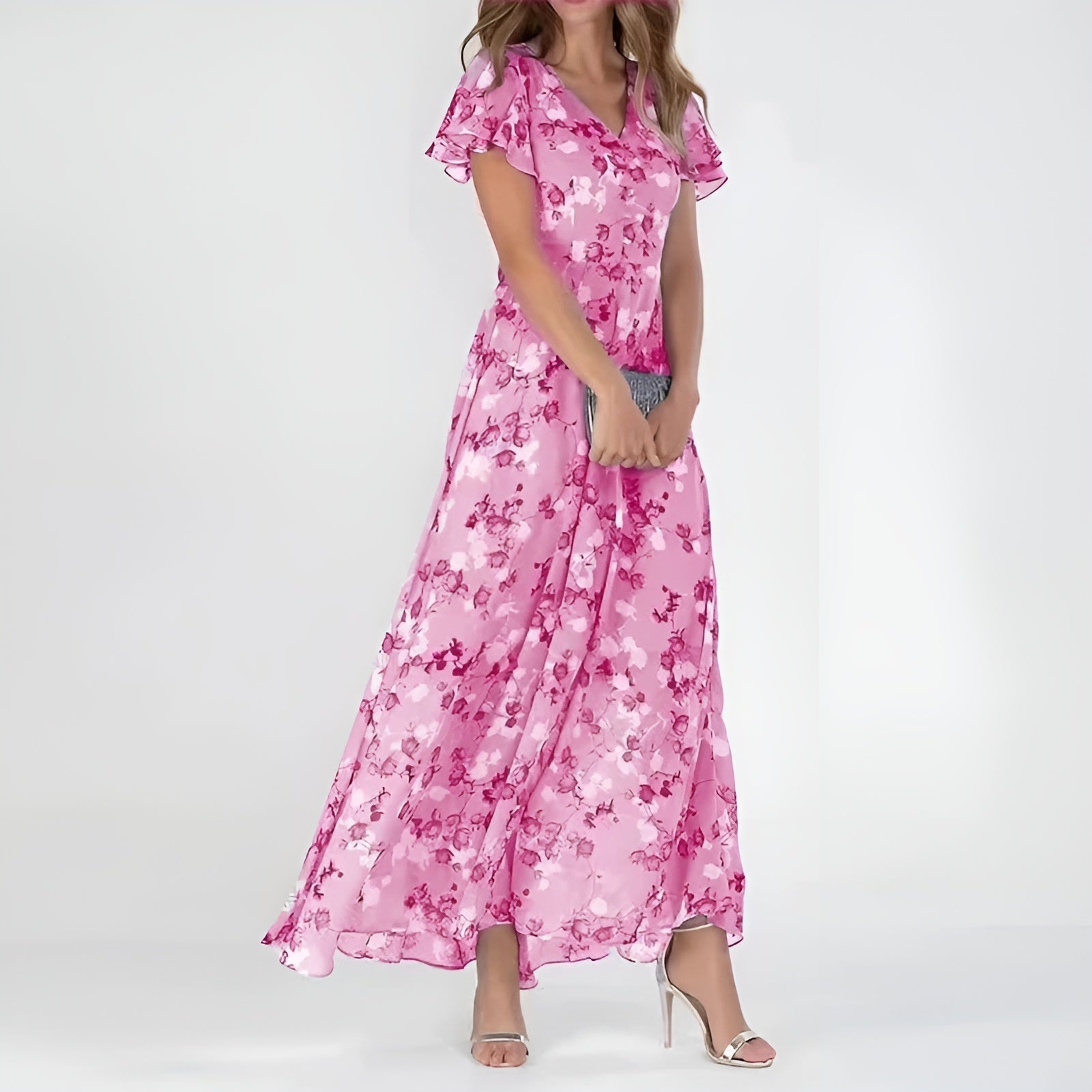 Perdita | Floral Flutter Sleeve Maxi Dress