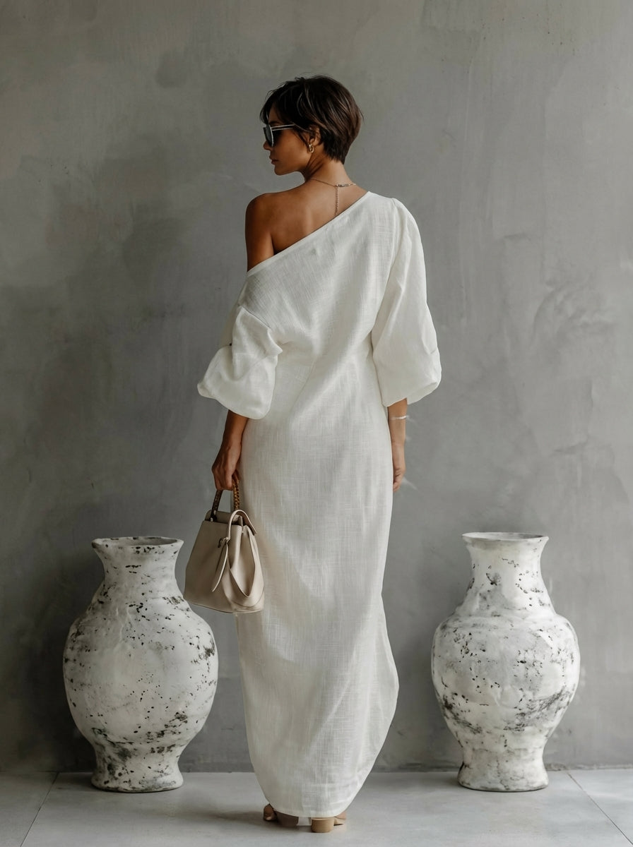 Margot | One-Shoulder Draped Maxi Dress