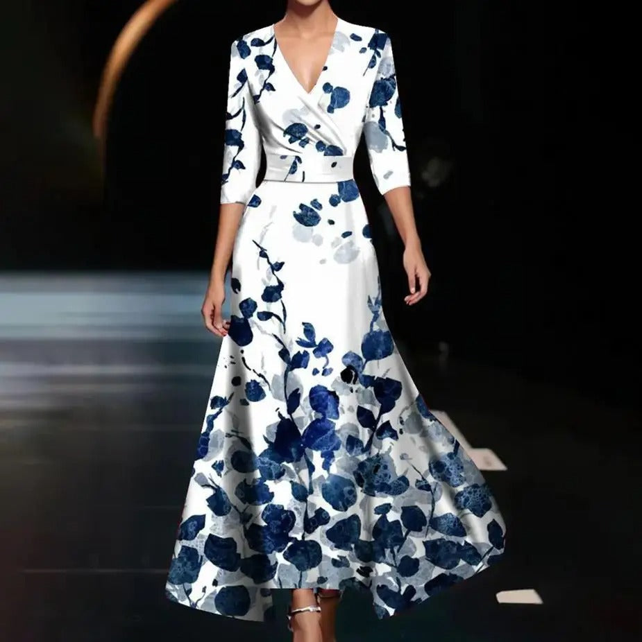 Melissa | Botanical Jacquard Wrap Midi Dress