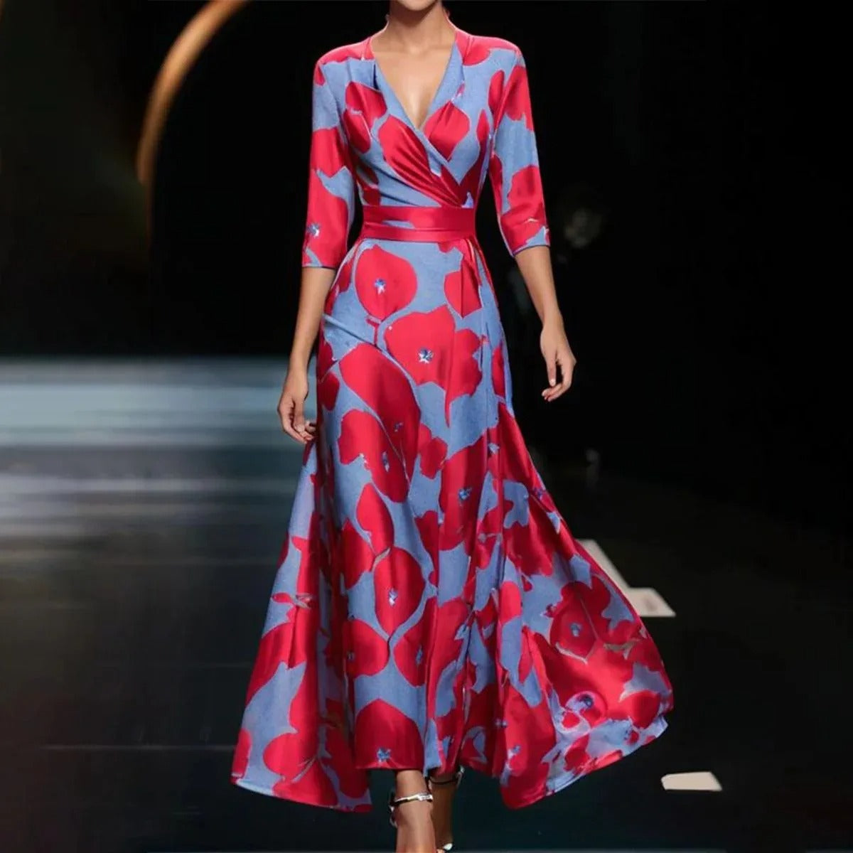 Melissa | Botanical Jacquard Wrap Midi Dress